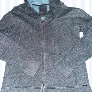 Charcoal Gray Stone Washed Zip Up Hoodie Jacket